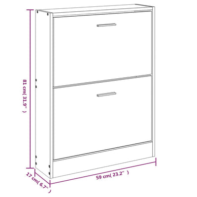 Shoe Cabinet White 59x17x81 cm Engineered Wood