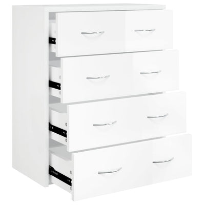 Sideboard with 4 Drawers 60x30.5x71 cm High Gloss White