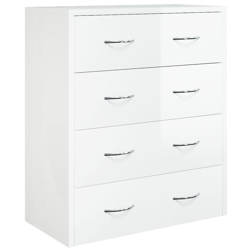 Sideboard with 4 Drawers 60x30.5x71 cm High Gloss White