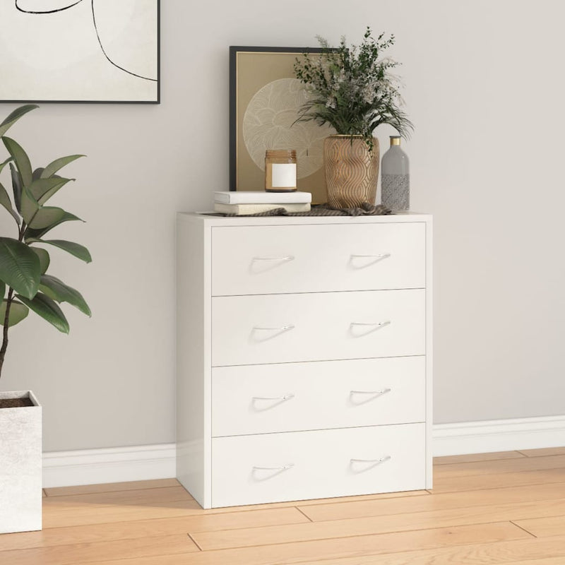 Sideboard with 4 Drawers 60x30.5x71 cm High Gloss White