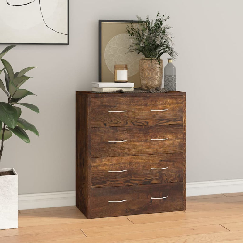 Sideboard with 4 Drawers 60x30.5x71 cm Smoked Oak