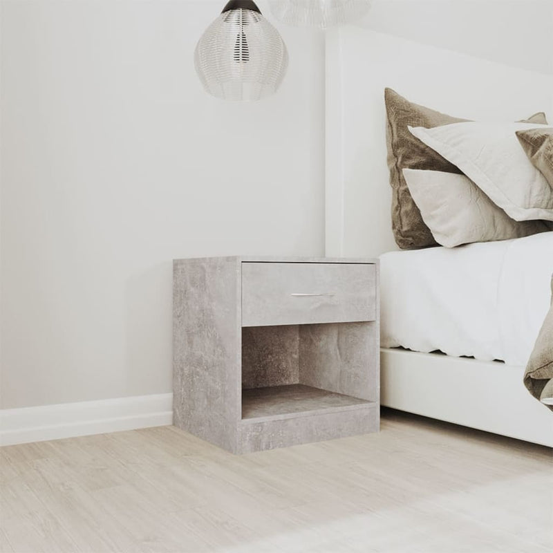 Bedside Cabinets 2 pcs with Drawer Concrete Grey