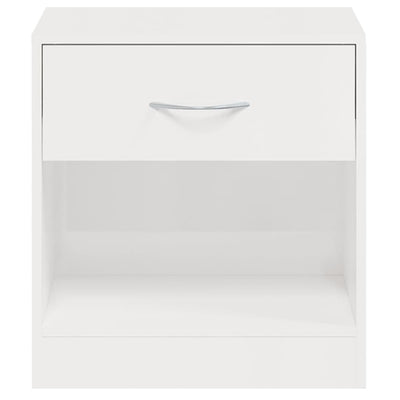 Bedside Cabinets 2 pcs with Drawer High Gloss White