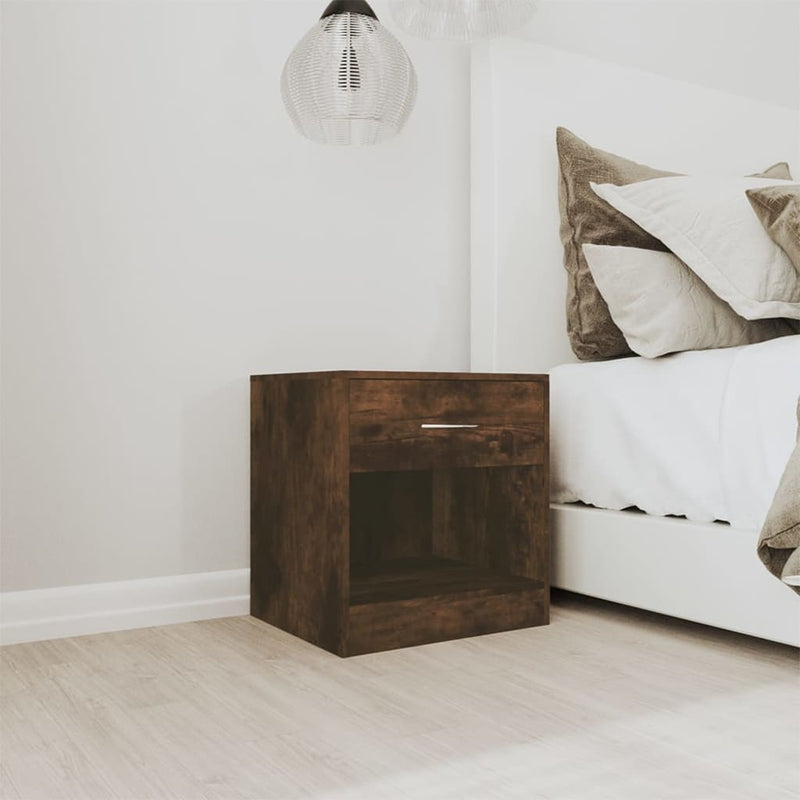 Bedside Cabinets 2 pcs with Drawer Smoked Oak