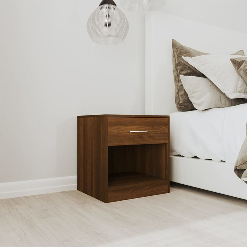 Bedside Cabinets 2 pcs with Drawer Brown Oak