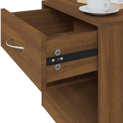 Bedside Cabinets 2 pcs with Drawer Brown Oak