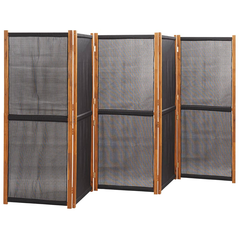 5-Panel Room Divider Black 350x180 cm