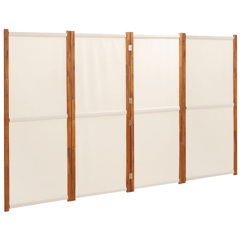 4-Panel Room Divider Cream White 280x180 cm