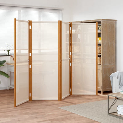 4-Panel Room Divider Cream White 280x180 cm