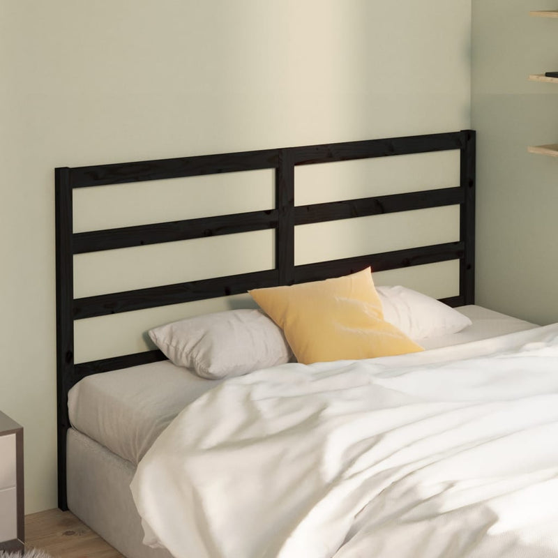 Bed Headboard Black 141 cm Solid Wood Pine