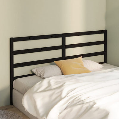 Bed Headboard Black 186 cm Solid Wood Pine