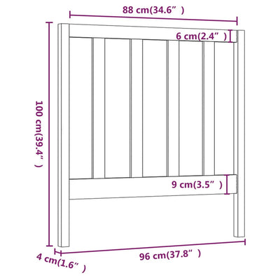 Bed Headboard White 96x4x100 cm Solid Wood Pine