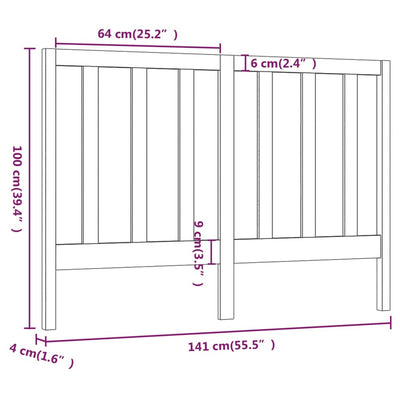 Bed Headboard 141 cm Solid Wood Pine