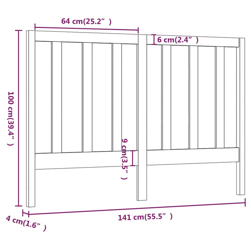 Bed Headboard 141 cm Solid Wood Pine