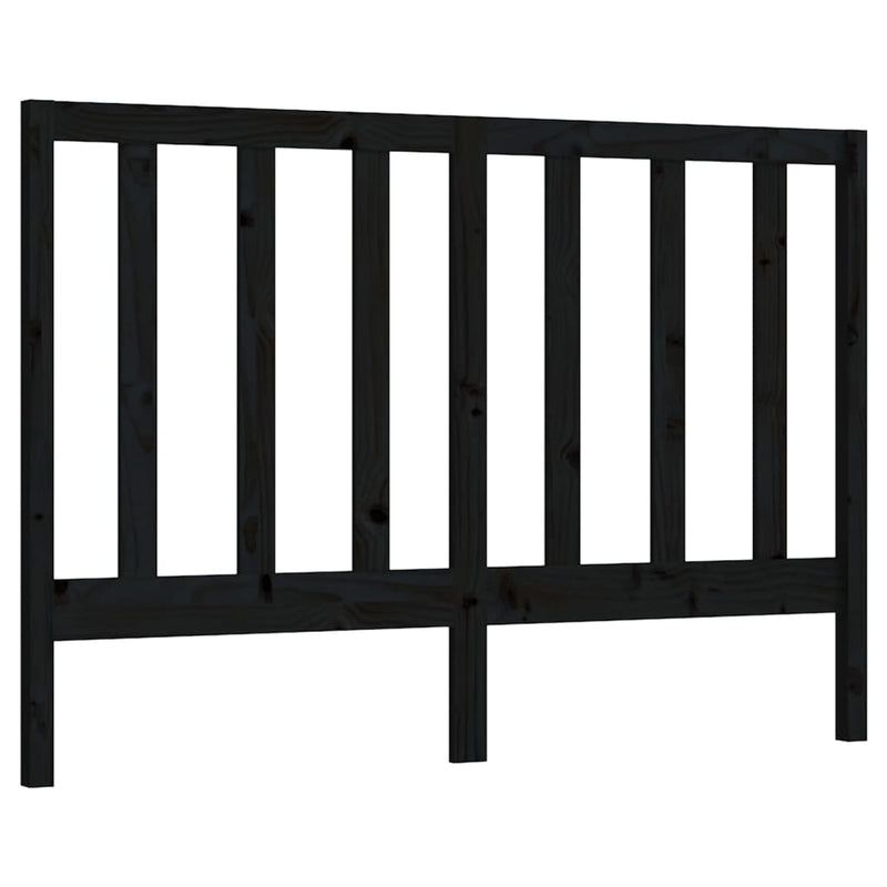 Bed Headboard Black 141 cm Solid Wood Pine