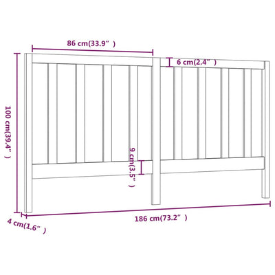 Bed Headboard 186 cm Solid Wood Pine