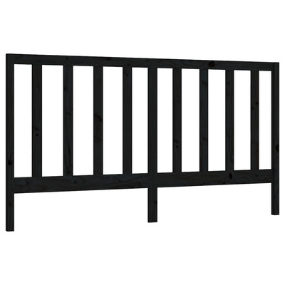 Bed Headboard Black 186 cm Solid Wood Pine