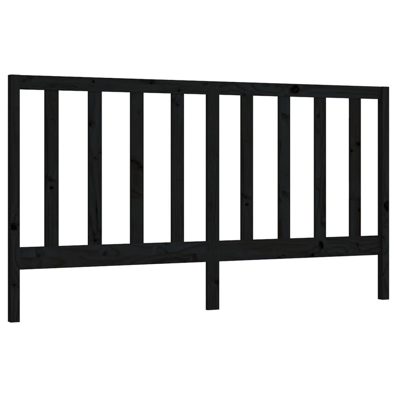 Bed Headboard Black 186 cm Solid Wood Pine