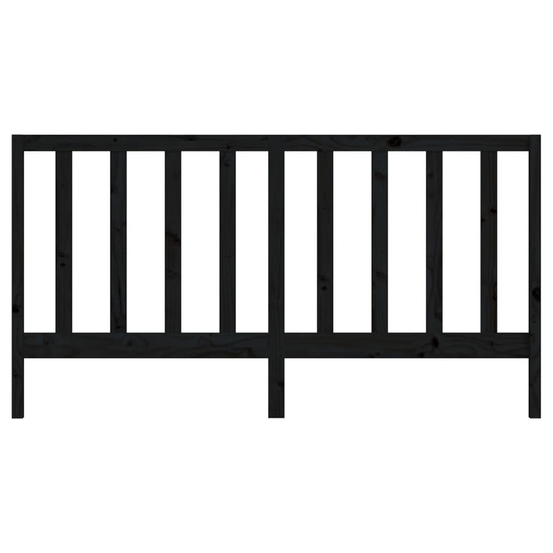 Bed Headboard Black 186 cm Solid Wood Pine