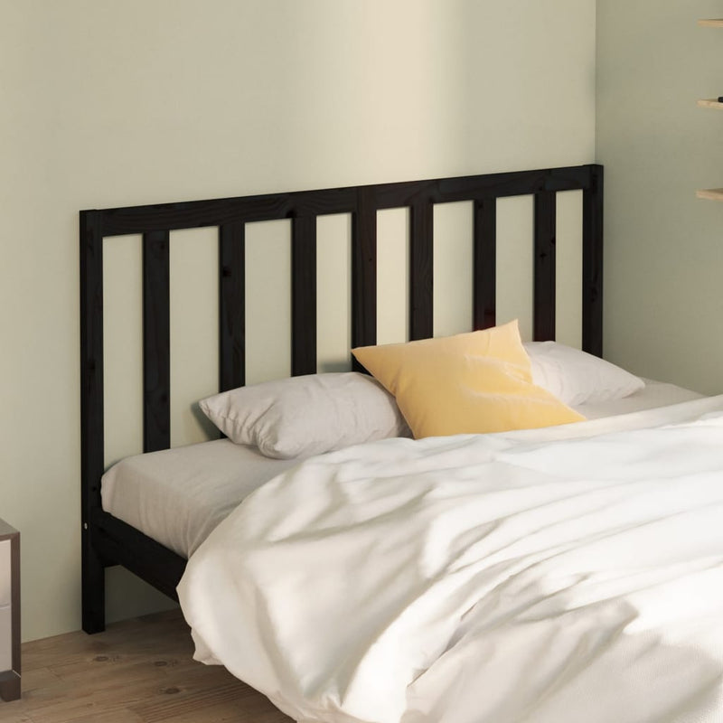 Bed Headboard Black 156 cm Solid Wood Pine