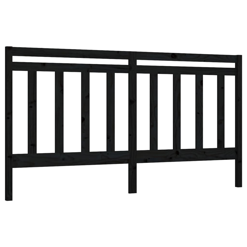 Bed Headboard Black 186 cm Solid Wood Pine