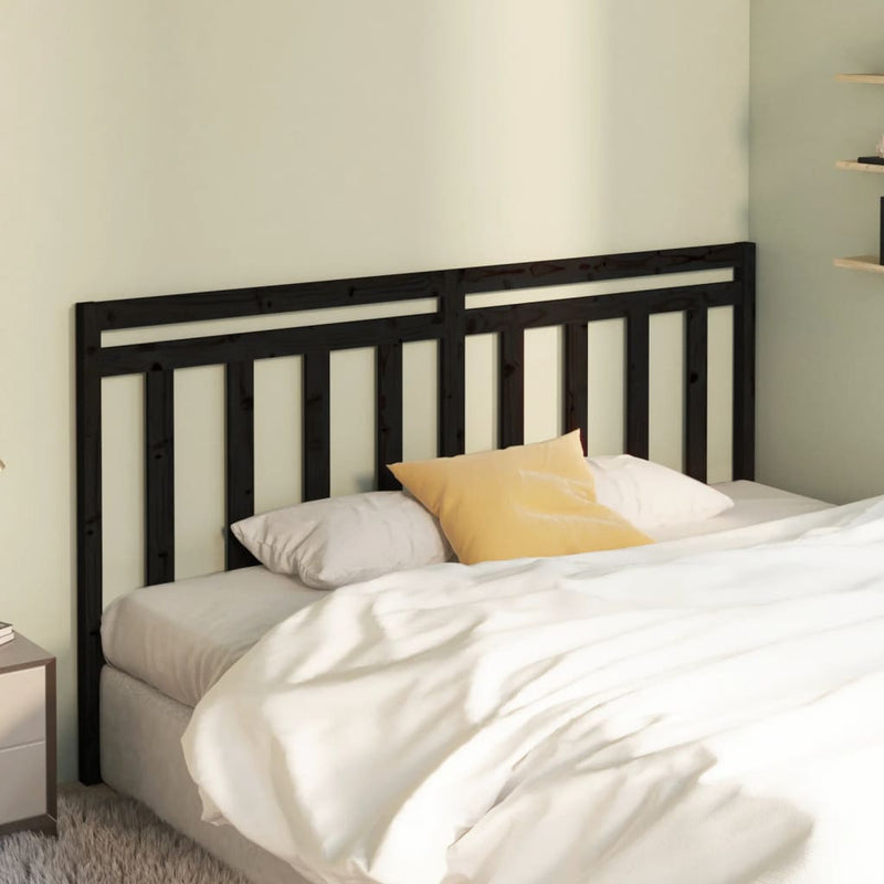 Bed Headboard Black 186 cm Solid Wood Pine