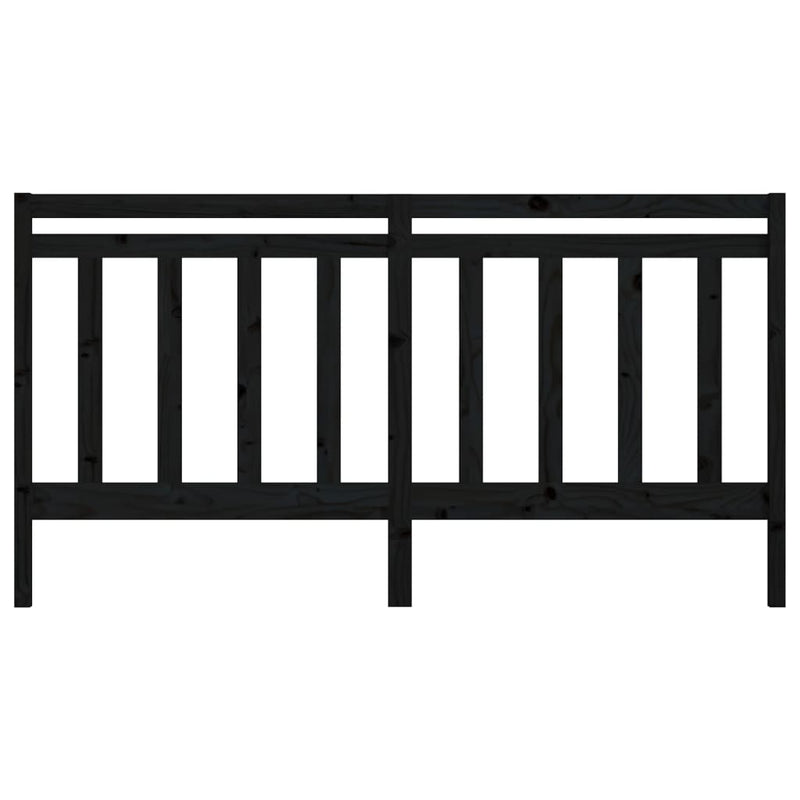 Bed Headboard Black 186 cm Solid Wood Pine