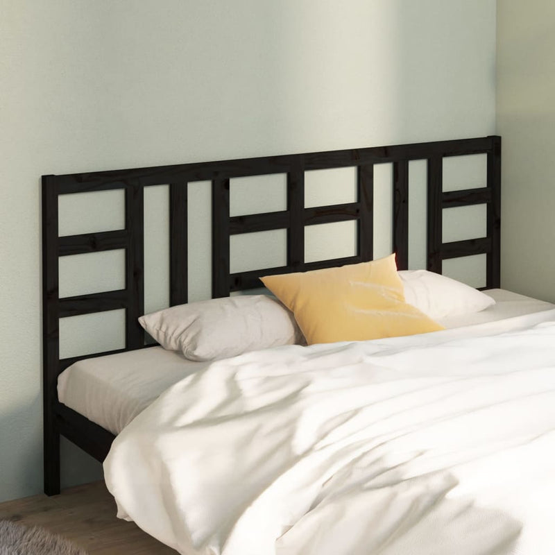 Bed Headboard Black 186 cm Solid Wood Pine