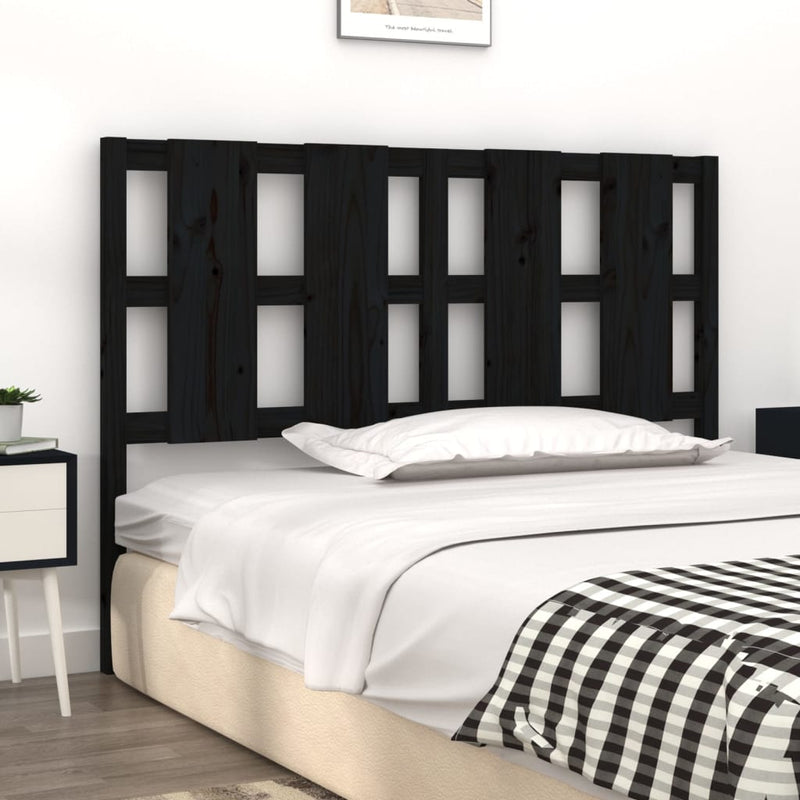 Bed Headboard Black 140.5 cm Solid Wood Pine