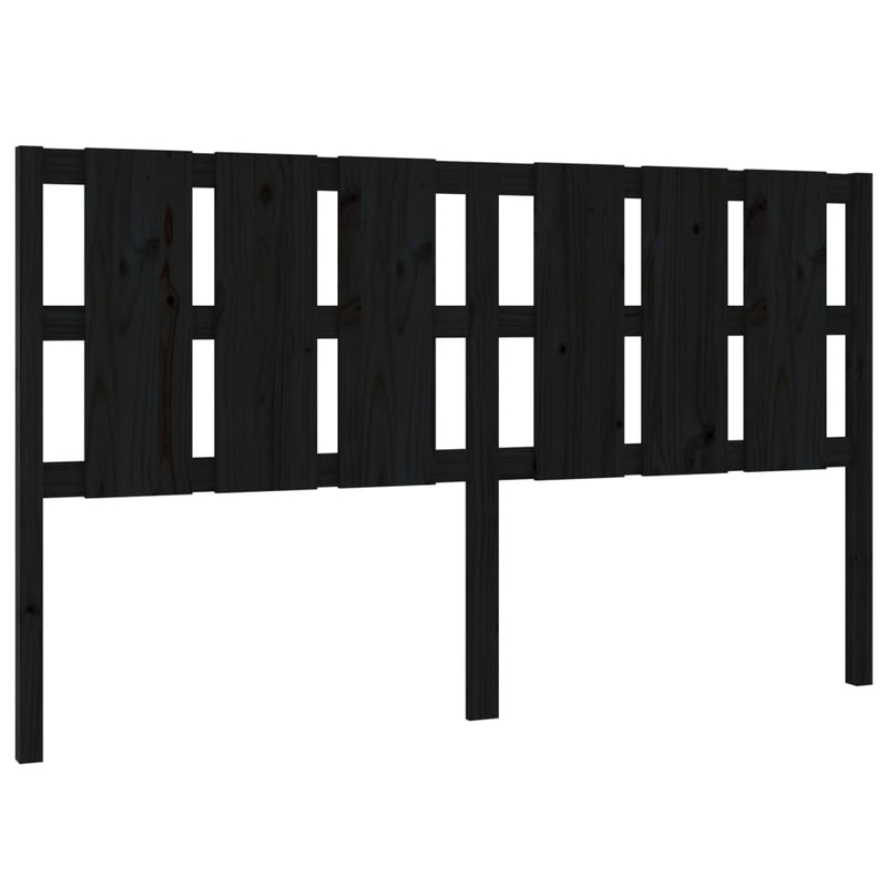 Bed Headboard Black 185.5 cm Solid Wood Pine