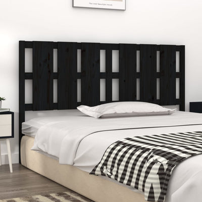 Bed Headboard Black 185.5 cm Solid Wood Pine