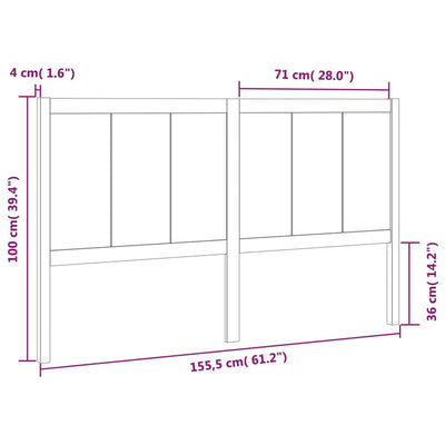 Bed Headboard 155.5 cm Solid Wood Pine