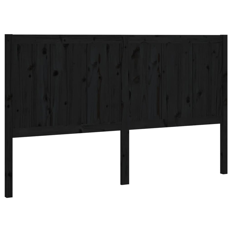 Bed Headboard Black 185.5 cm Solid Pine Wood