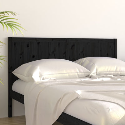 Bed Headboard Black 185.5 cm Solid Pine Wood