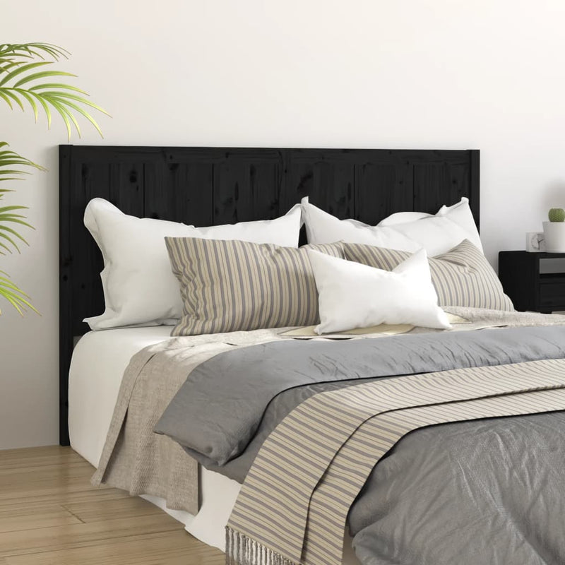 Bed Headboard Black 185.5 cm Solid Pine Wood