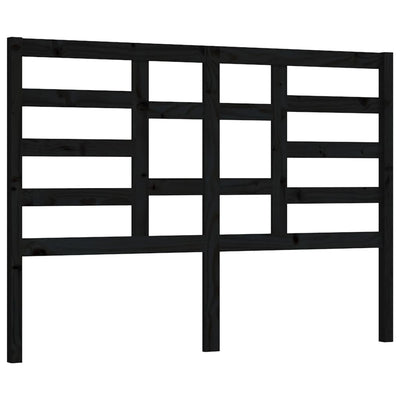 Bed Headboard Black 141 cm Solid Wood Pine