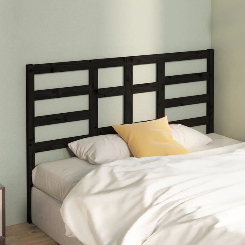 Bed Headboard Black 141 cm Solid Wood Pine