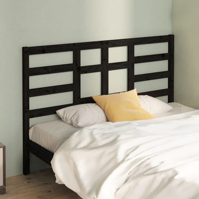 Bed Headboard Black 141 cm Solid Wood Pine