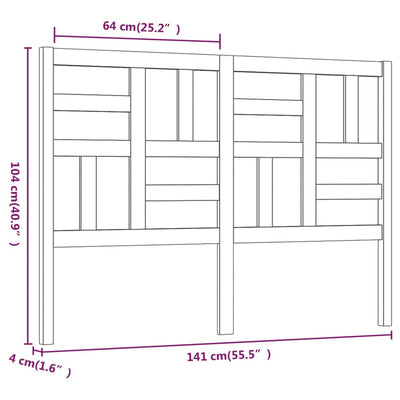Bed Headboard White 141 cm Solid Wood Pine