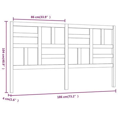 Bed Headboard White 186 cm Solid Wood Pine