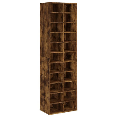 Shoe Cabinet Smoked Oak 54x34x183 cm Engineered Wood