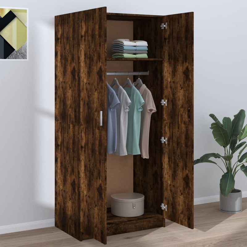 Wardrobe Smoked Oak 80x52x180 cm Engineered Wood