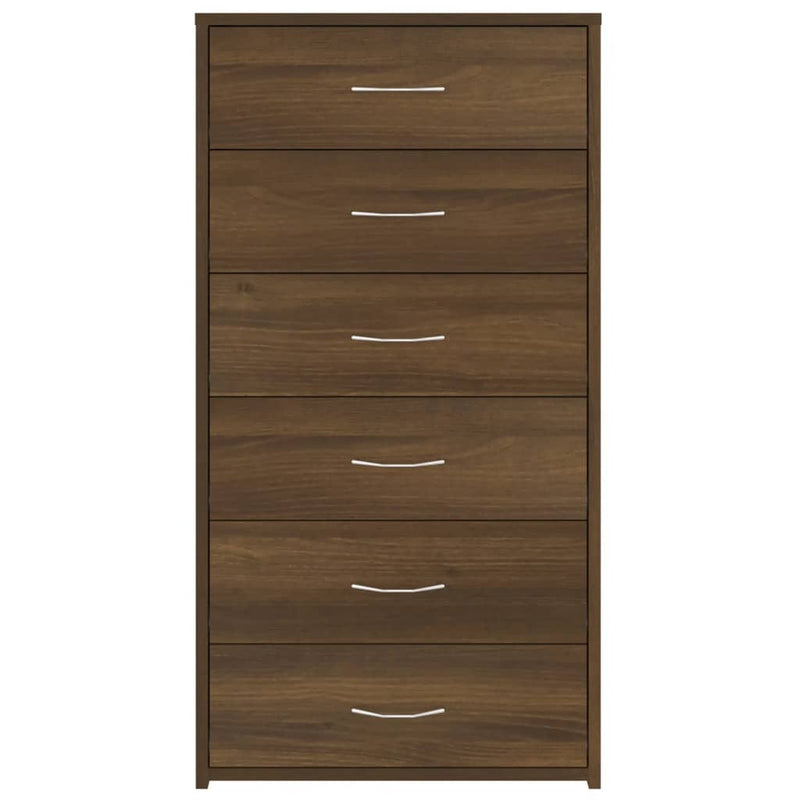 Sideboard with 6 Drawers Brown Oak 50x34x96 cm Engineered Wood