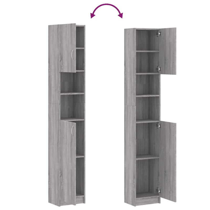 Bathroom Cabinet Grey Sonoma 32x25.5x190 cm Engineered Wood