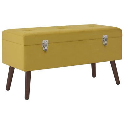 Bench with Storage Compartment Mustard Yellow 80 cm Velvet