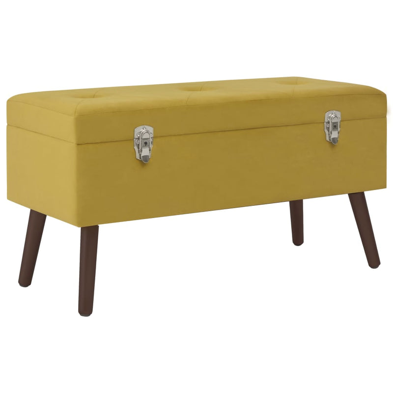 Bench with Storage Compartment Mustard Yellow 80 cm Velvet