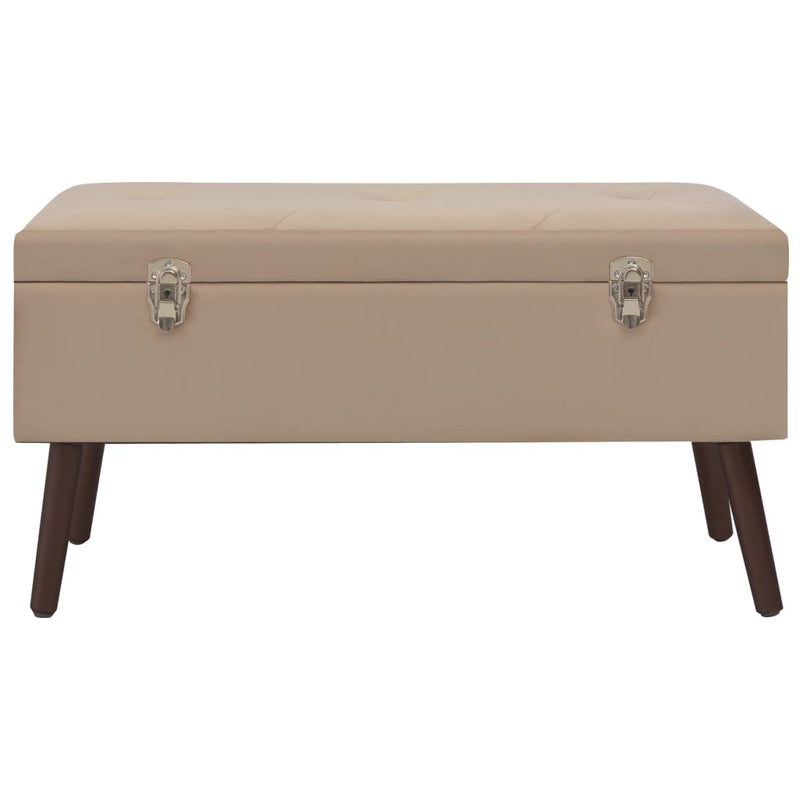 Bench with Storage Compartment Beige 80 cm Velvet