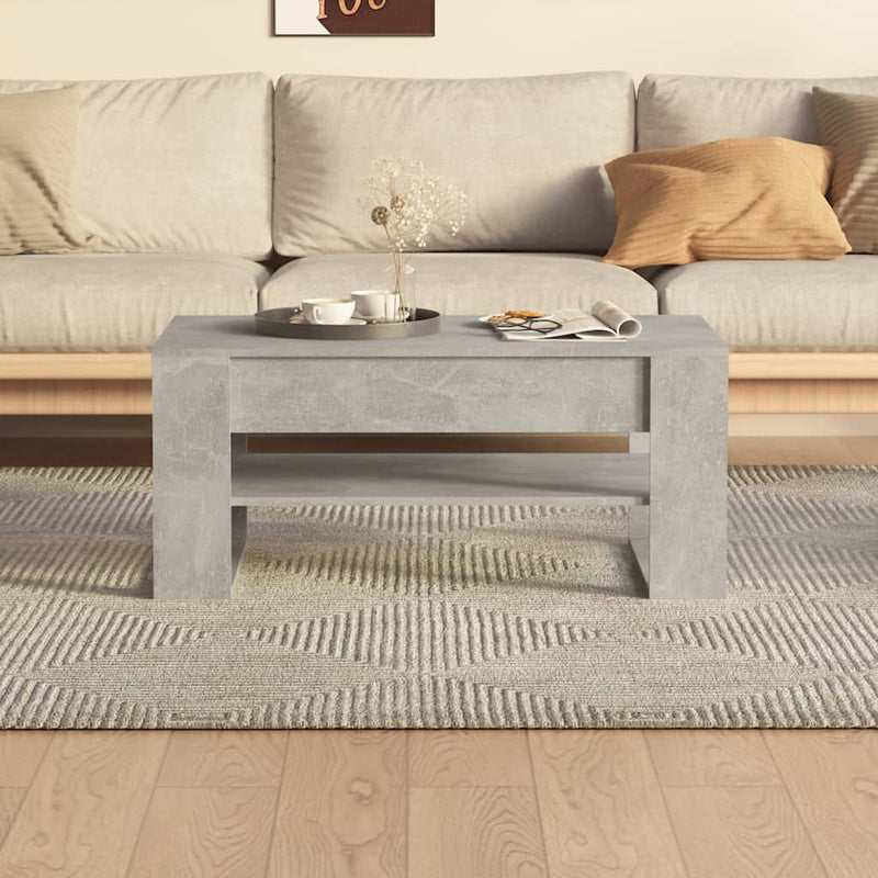 Coffee Table Concrete Grey 102x55x45 cm Engineered Wood