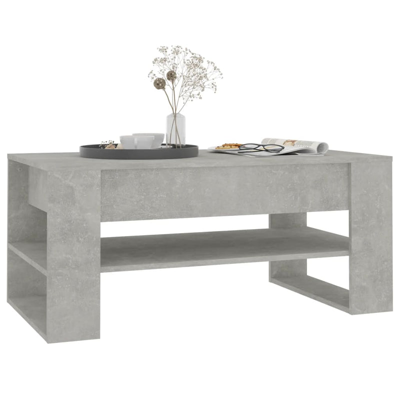 Coffee Table Concrete Grey 102x55x45 cm Engineered Wood