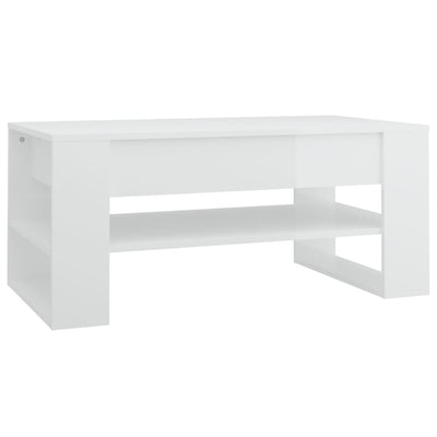 Coffee Table High Gloss White 102x55x45 cm Engineered Wood